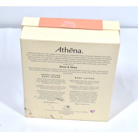 Athena Rose & Shea Bathing Duo Collection ~ Exfoliating Body Scrub & Lotion NIB - Picture 2 of 3